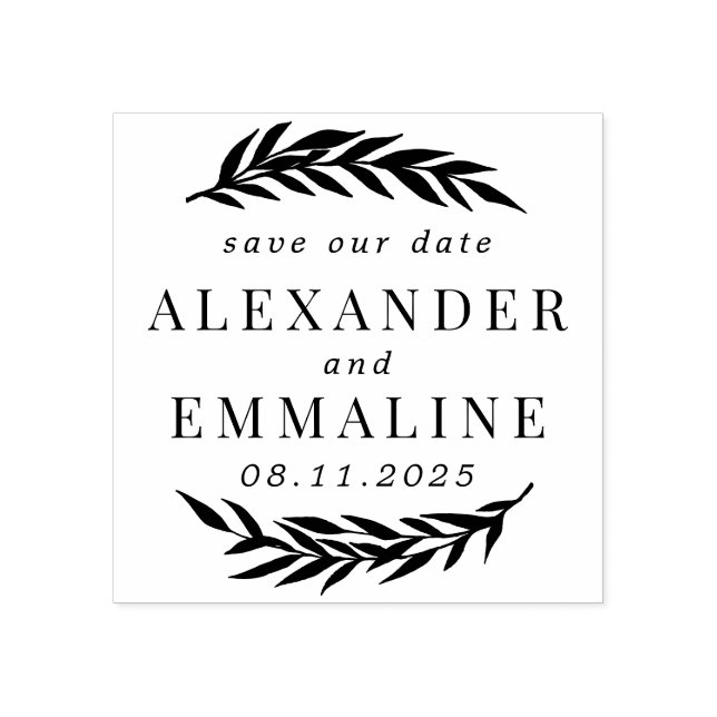 Save the Date Couple's Wedding Rubber Stamp (Imprint)