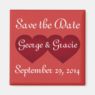 Save the date crimson hearts magnet