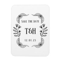 Save the Date Custom Art Deco Botanical Monogram