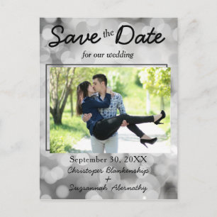  Save The Date Custom Photo Bokeh Wedding Announcement Postcard