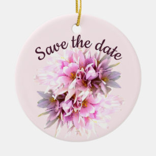 Save the date custom pink flowers ceramic tree decoration