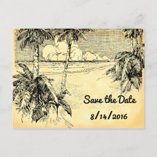 Save the Date Custom Vintage Beach Postcard