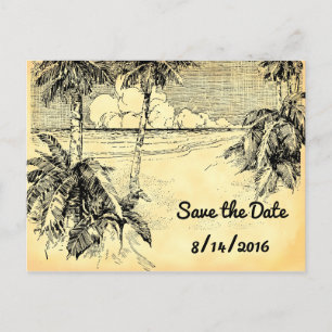 Save the Date Custom Vintage Beach Postcard