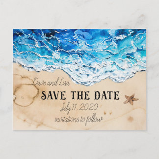 Save the Date customisable beach postcard