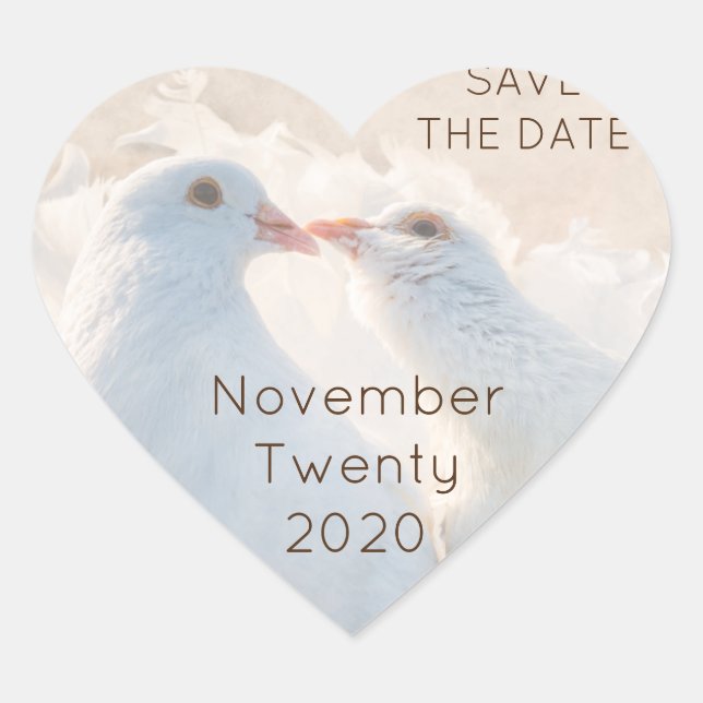 Save the Date customisable Heart Sticker (Front)