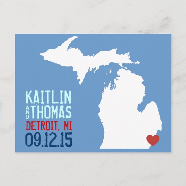 Save the Date - Customisable - Michigan Announcement Postcard (Front)