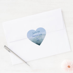 Save the Date Customise Outdoor Mountain  Heart Sticker