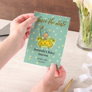 Save the date cute new baby shower vellum invitations