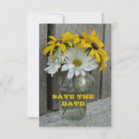 Save The Date Daisies, Black Eyed Susans, Barnwood