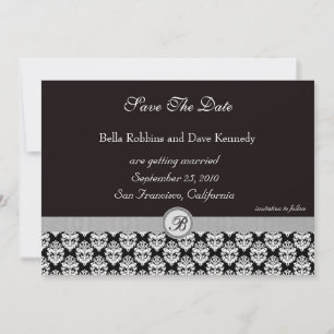 Save the Date -Damask BlackElegance Invitation