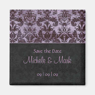 Save the Date Damask Magnet 2b Purple