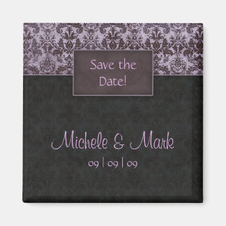 Save the Date Damask Magnet Purple