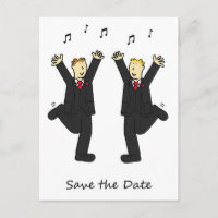 Save the Date Dancing Male Couple