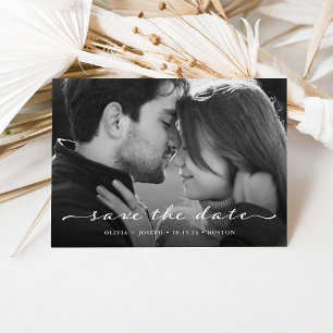 Save the Date Delicate Script Photo and QR Code