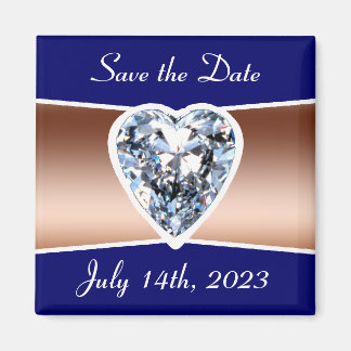 Save the Date Diamond Square Magnet