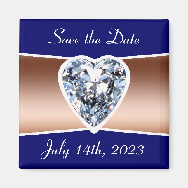 Save the Date Diamond Square Magnet (Front)