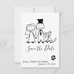Save the Date Dog Lover Doodle Figures 