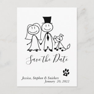 Save the Date Dog Lover Doodle Figures  Announcement Postcard