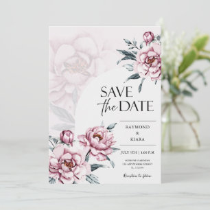 Save The Date Dusky Pink Peony Wedding