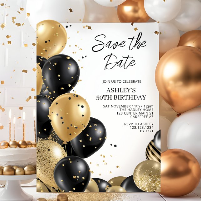 Save the Date Elegant 50th Birthday Invitation (Creator Uploaded)