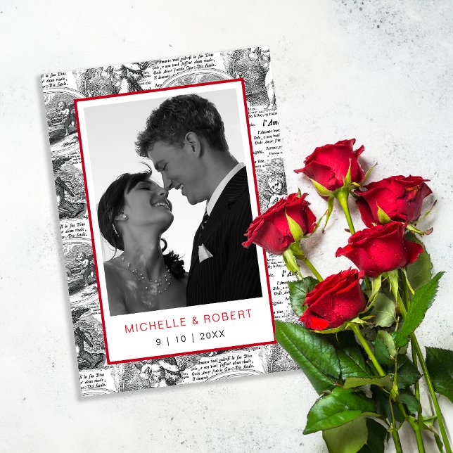 Save the Date Elegant Antique Cupids Photo Invitation (Creator Uploaded)