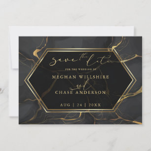 SAVE THE DATE   Elegant Black and Gold Marble