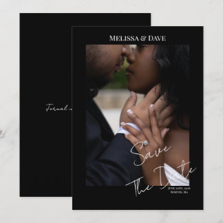 Save The Date- Elegant Black background with photo Invitation