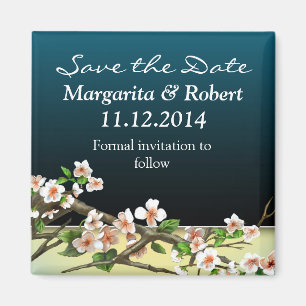 save the date elegant blossoms magnets