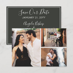 Save The Date Elegant Blush Floral 3-Photo Card