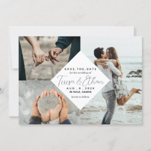 Save the Date Elegant Chic Multi-Photo Collage Invitation