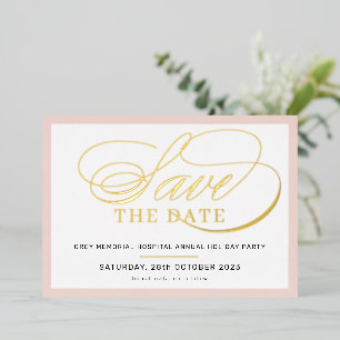 SAVE THE DATE elegant fancy script blush pink gold