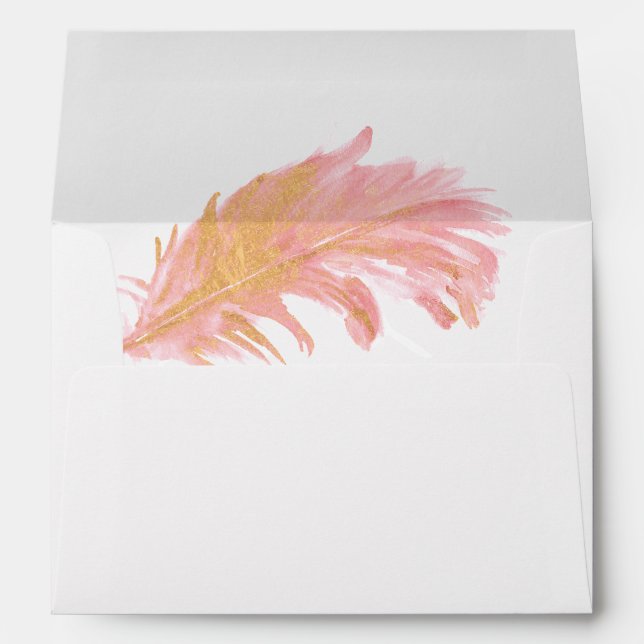 Save The Date Elegant Feather Pre Addressed Envelope (Back (Bottom))