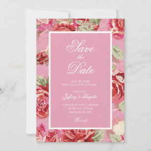 Save the date elegant floral wedding invitation