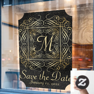 Save the Date Elegant Gold Foil Dots Look Script