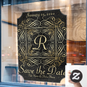 Save the Date Elegant Gold Foil Dots Look Script 1