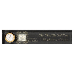 Save the Date Elegant Gold Foil Dots Look Script Nameplate