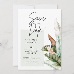 Save the Date Elegant Leaves Announcement
