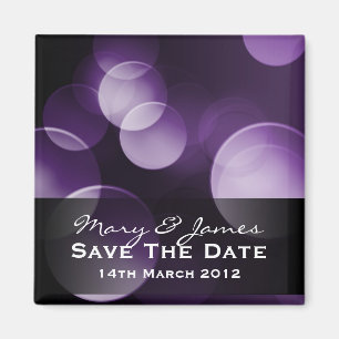 Save The Date Elegant Lights Custom Purple Magnet