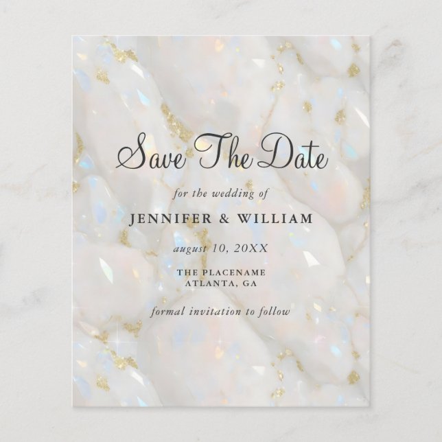  Save The Date Elegant Opal Stone Pastel Flyer (Front)