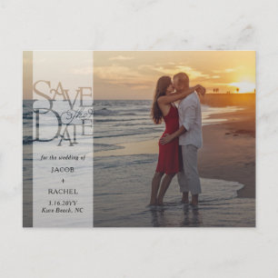 Save the Date Elegant Overlay Banner Photo Wedding Postcard