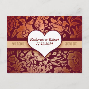 save the date elegant red vintage postcards