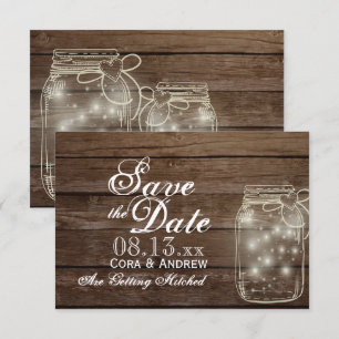 Save the Date - Elegant Rustic Mason Jar Lights Invitation