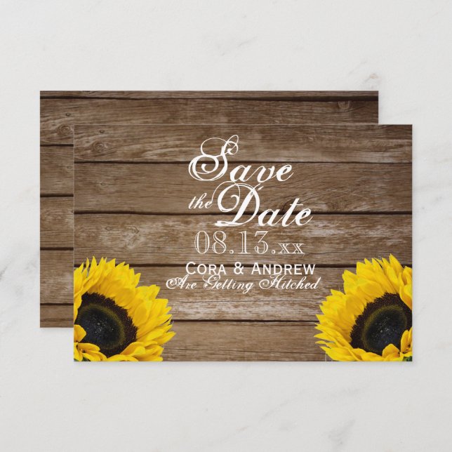 Save the Date - Elegant Rustic SunFlower Lights Invitation (Front/Back)