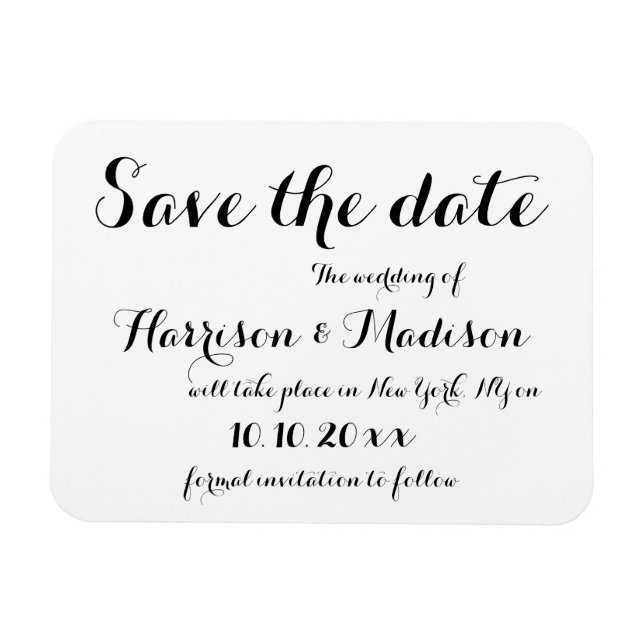 Save the Date Elegant script Calligraphy Wedding Magnet (Horizontal)