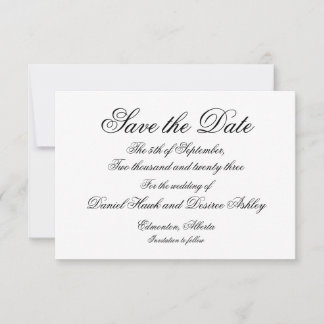 Save the Date Elegant Script - Formal Wording Card
