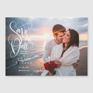 Save the Date Elegant Script Photo Magnetic Invitation