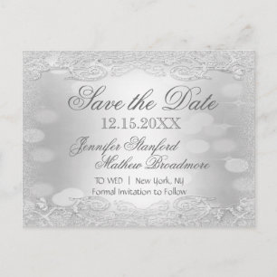 Save the Date Elegant Silver Announcement Postcard