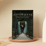 Save the date elegant vertical photo magnetic invitation<br><div class="desc">Share the news of your engagement and upcoming marriage with this vertical one-photo save the date magnet featuring an elegant type treatment in white.</div>