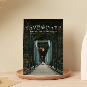 Save the date elegant vertical photo magnetic invitation
