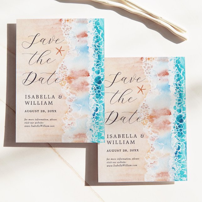 Save The Date Elegant Watercolor Beach Painting (Creator Uploaded)